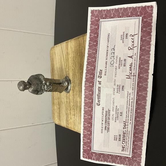 Michael Ricker Pewter Boy and Christmas Presents Stocking Figurine Handcrafted - Picture 1 of 8